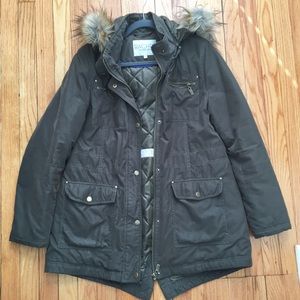 Rachel Roy faux fur quilted military parka